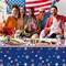 3Pcs Patriotic Tablecloth, 4th of july decorations with Red White Blue Star and Fireworks